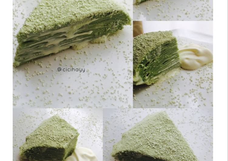 Resep Matcha (Green Tea) Mille Crepes Cake By Cici Hayyu