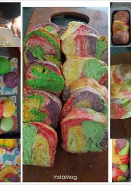 Edible rainbow dough that turns out to be rainbow loaf of bread ^^