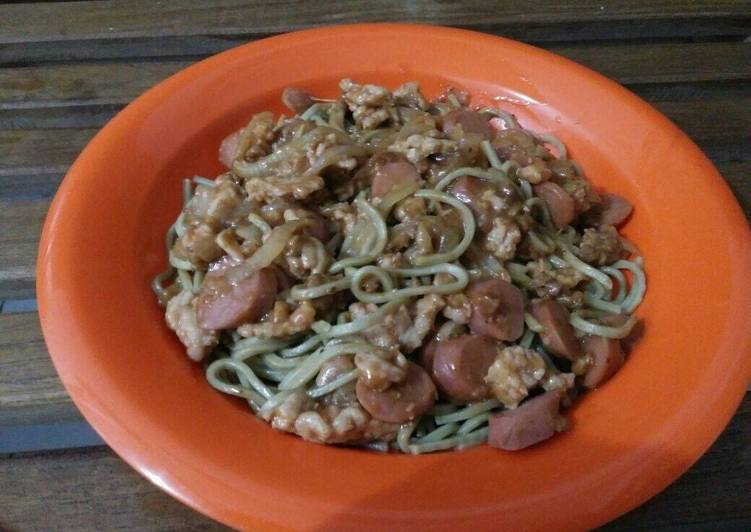 bahan dan cara membuat Spaghetti ayam