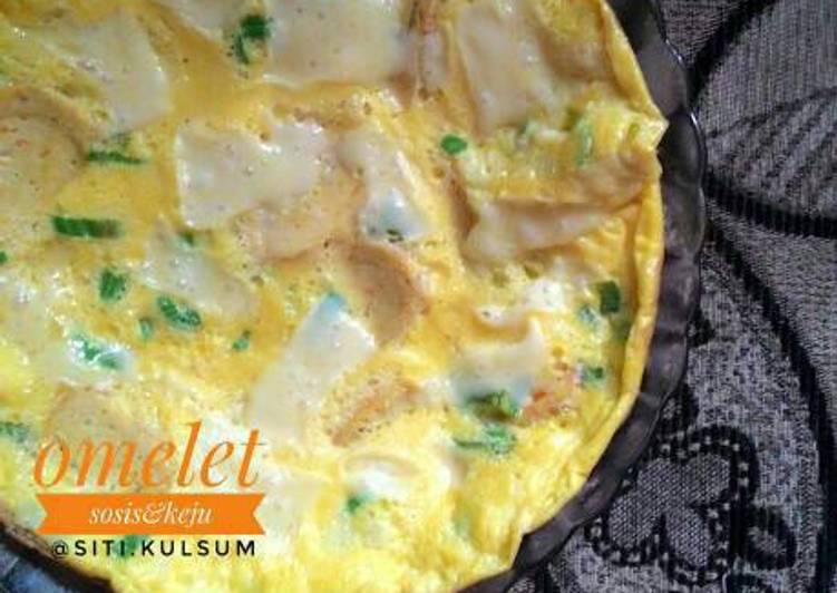 bahan dan cara membuat Omelet sosis&keju #pr_adakejunya