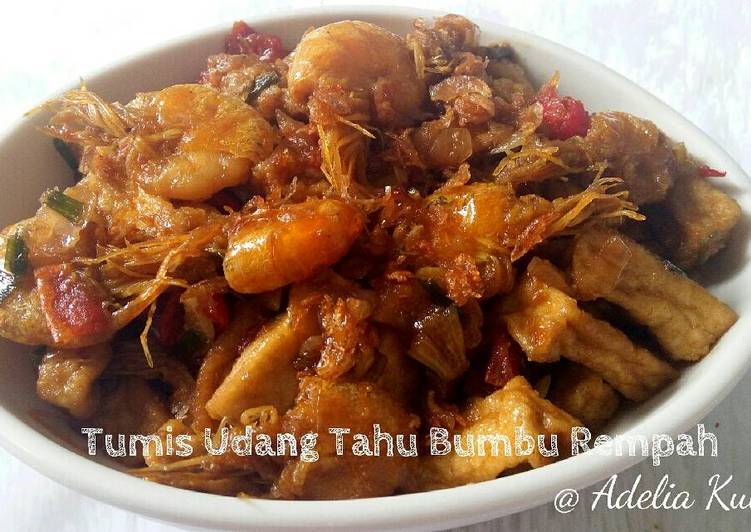 resep lengkap untuk Tumis Udang Tahu Bumbu Rempah