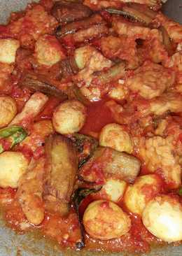 Balado telur puyuh,tempe,terong
