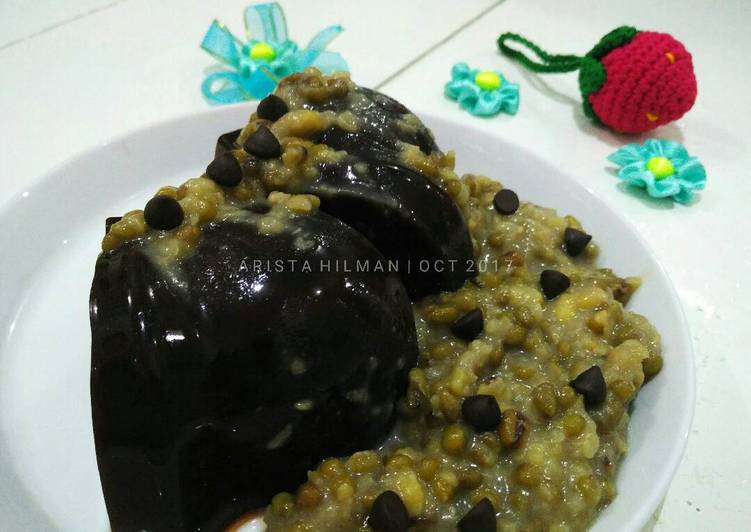 gambar untuk cara membuat Puding Coklat Vla Kacang Hijau