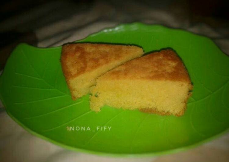 bahan dan cara membuat Vanilla sponge cake no sp no bp (irit)