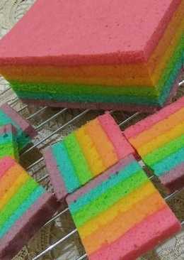 Steamed Rainbow Cake aka Rainbow Cake Kukus