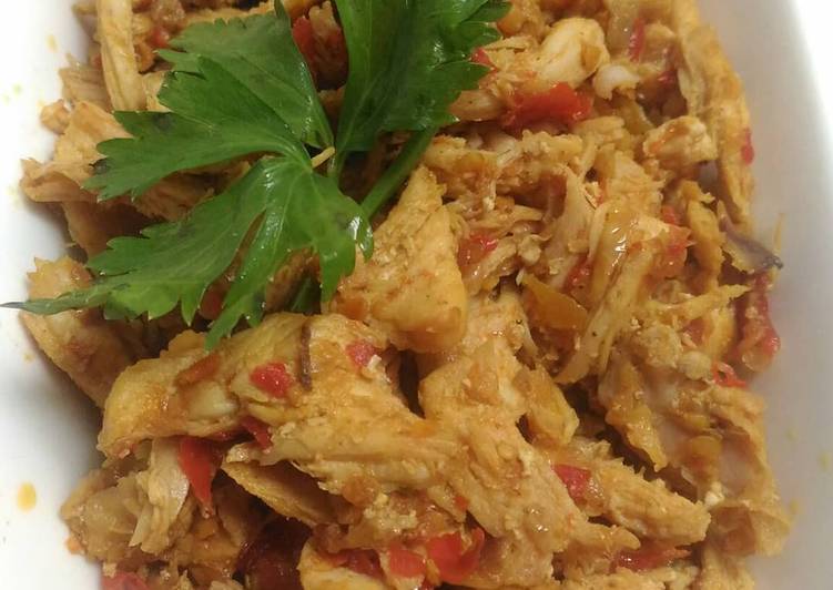 resep makanan Ayam suwir pedes