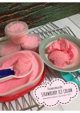 Homemade Strawberry Ice Cream (es krim stroberi)