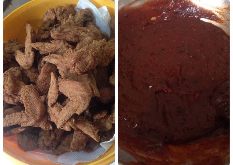 cara membuat Fried Chicken Wings with Barbeque Sauce