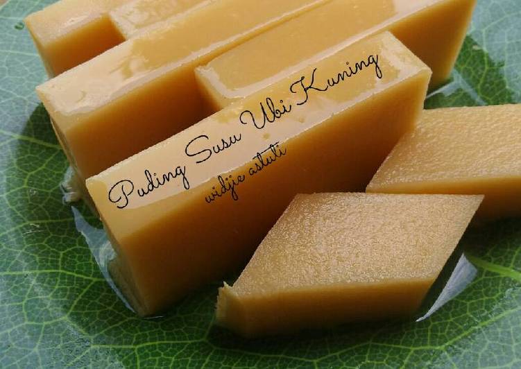 bahan dan cara membuat Puding Susu Ubi Kuning