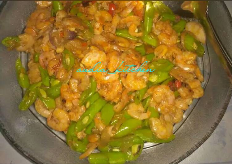 resep makanan Tumis udang buncis extra pedas