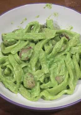 Fettucini green carbonara