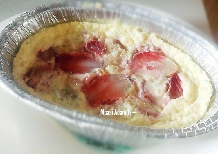 resep lengkap untuk [MPASI 1Y+] Pudding Yogurt Strawberry Oat