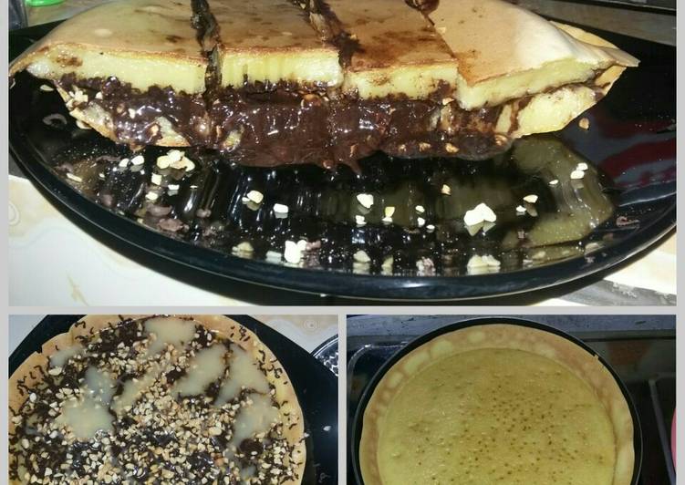 cara membuat Martabak manis coklat/teflon,takaran sendok