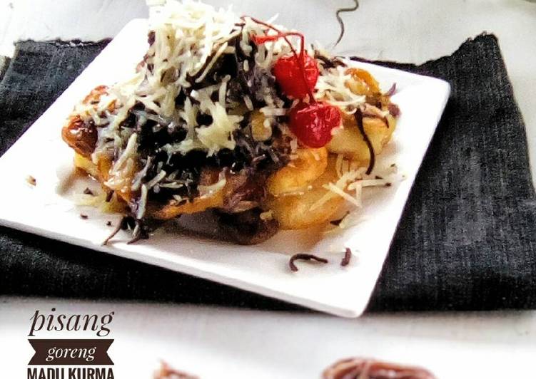 gambar untuk resep makanan Pisang goreng madu kurma toping coklat keju