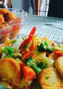 Tumis mix sayuran dan tofu udang