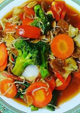 Tumis sayur bakso crispy