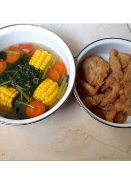 Sop bayam jagung & Jamur crispy