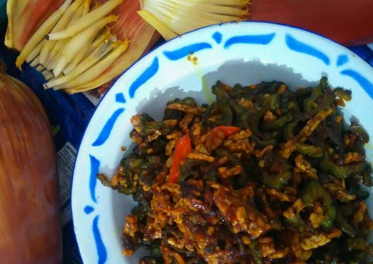 resep makanan ??Pare nenek pedas manis gurih(mix.tempe kering)??