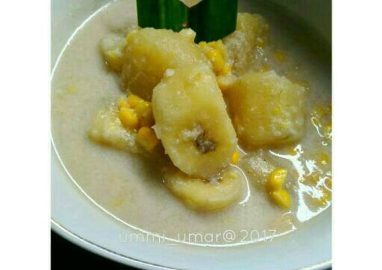 cara membuat Kolak pisang jagung manis