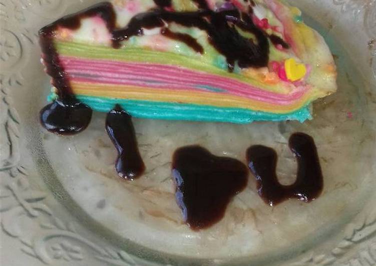 bahan dan cara membuat Rainbow Crepes Ala Eike,,