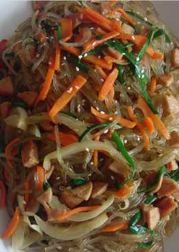 Japchae sosis ayam bumbu asli Korea