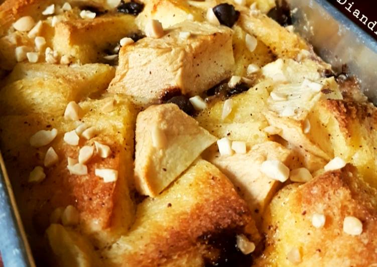 bahan dan cara membuat Vanilla Apple Bread Pudding????