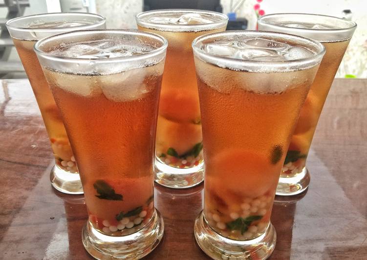 cara membuat Ice Lychee Mint Tea