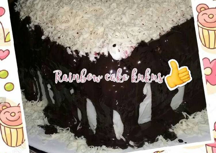 resep Rainbow cake kukus with krim??