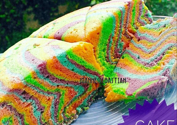 bahan dan cara membuat Cake Zebra Pelangi Kukus