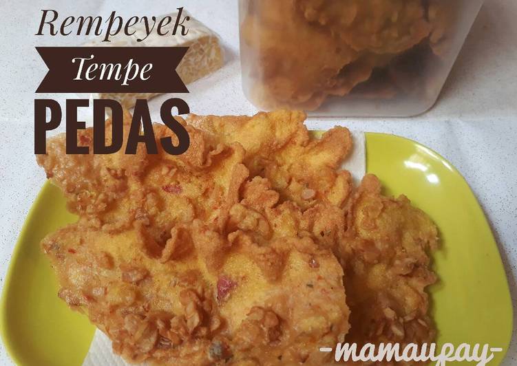 Resep Rempeyek Tempe Pedas #PR_CemilanKriuk Karya Mama Upay