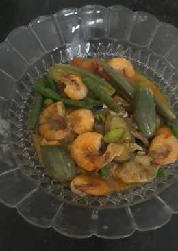 Tumis udang terong hijau