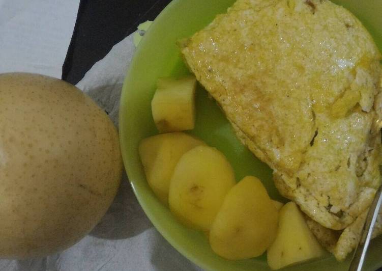 gambar untuk cara membuat Telur dadar campur tahu dan kentang rebus (menu diet buat sahur)