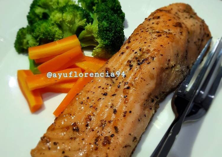 resep lengkap untuk Healthy Salmon Steak (Homemade)