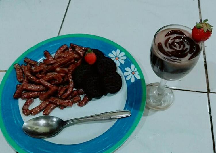 resep masakan Snack and ice jelly rose milk chocolate mudah dan praktis