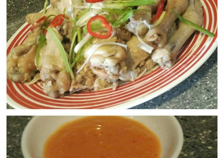 bahan dan cara membuat Steam chicken & sambal jahe