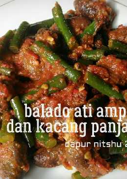 Balado ati ampela dan kacang panjang