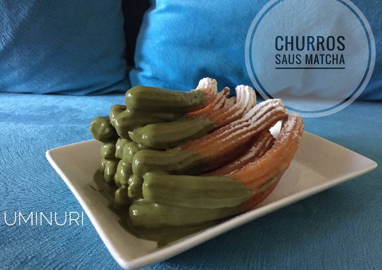 cara membuat Churros saus matcha