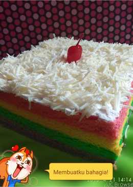 Bolu kukus pelangi (rainbow cake kukus)