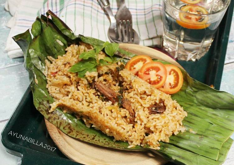 bahan dan cara membuat Nasi bakar ikan sarden #PR_masakanbungkusdaun