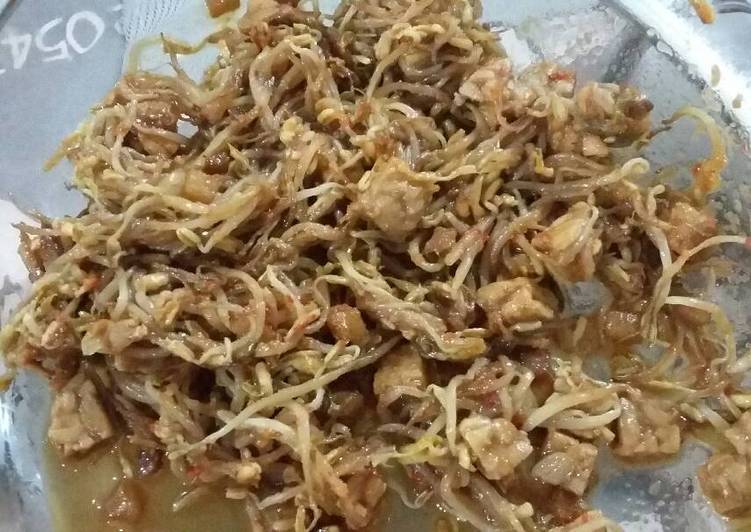 resep makanan Orak arik cambah tempe ikan asin pedas