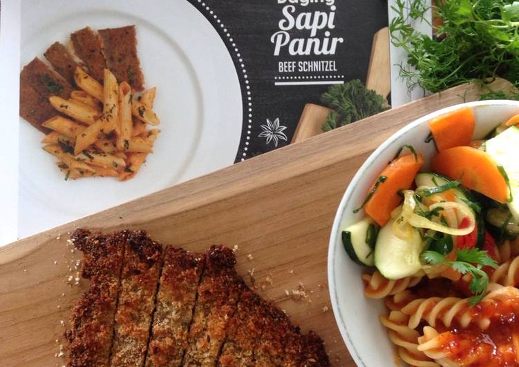 resep makanan Beef Schnitzel w/Pasta & Veggies #Citilink