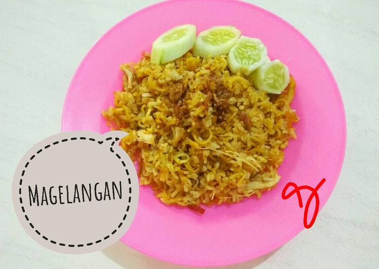 resep lengkap untuk Magelangan (Mie Nasi Goreng Telur)