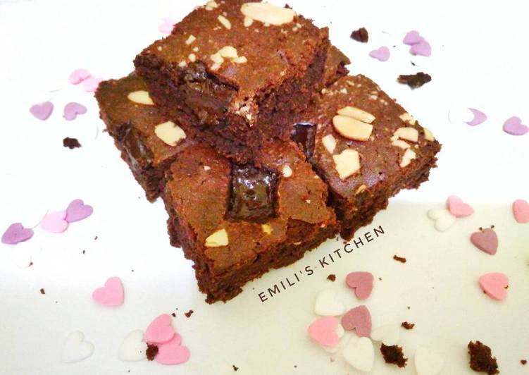 resep Chewy Brownies Coklat Almond