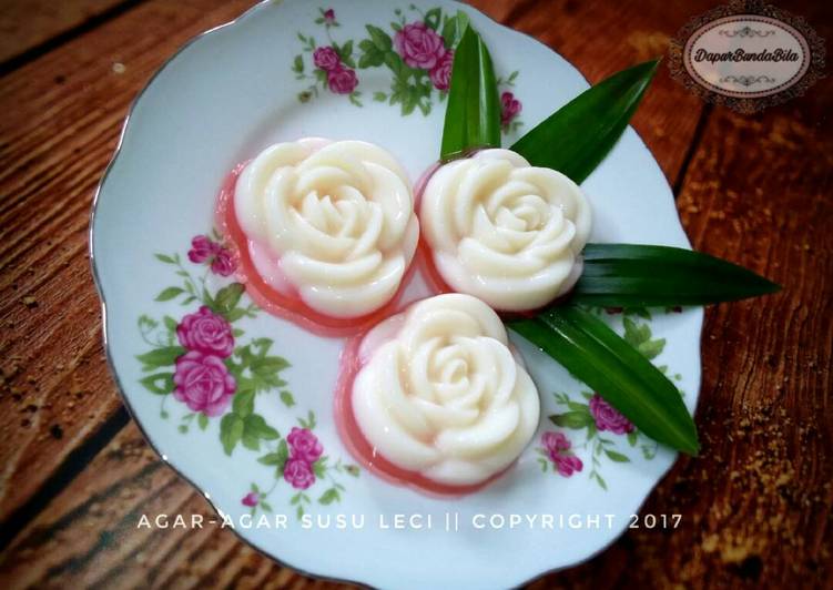 cara membuat Agar-Agar Susu Leci