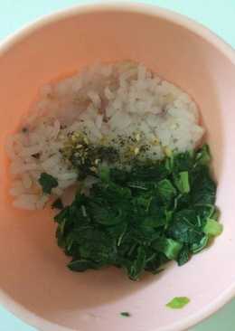 MPASI Nasi Kongbap + Bayam + EVOO + bubuk seaweed