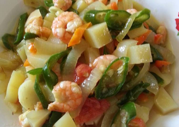 resep makanan Tumis kentang udang