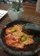 Sambel tempe rebus sayur bayam