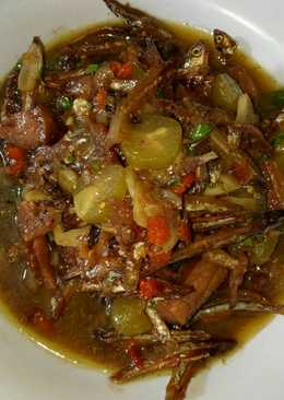 Ikan asin teri+telang masak asam kemangi