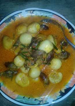 Telur puyuh jantung ayam kuah santan