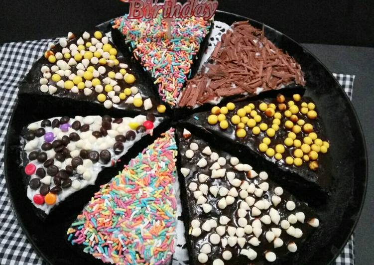 resep masakan Brownies Pizza kukus (mirip Amanda)